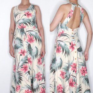 Vintage Ralph Lauren Country Floral Print Maxi Backless Dress Size 10